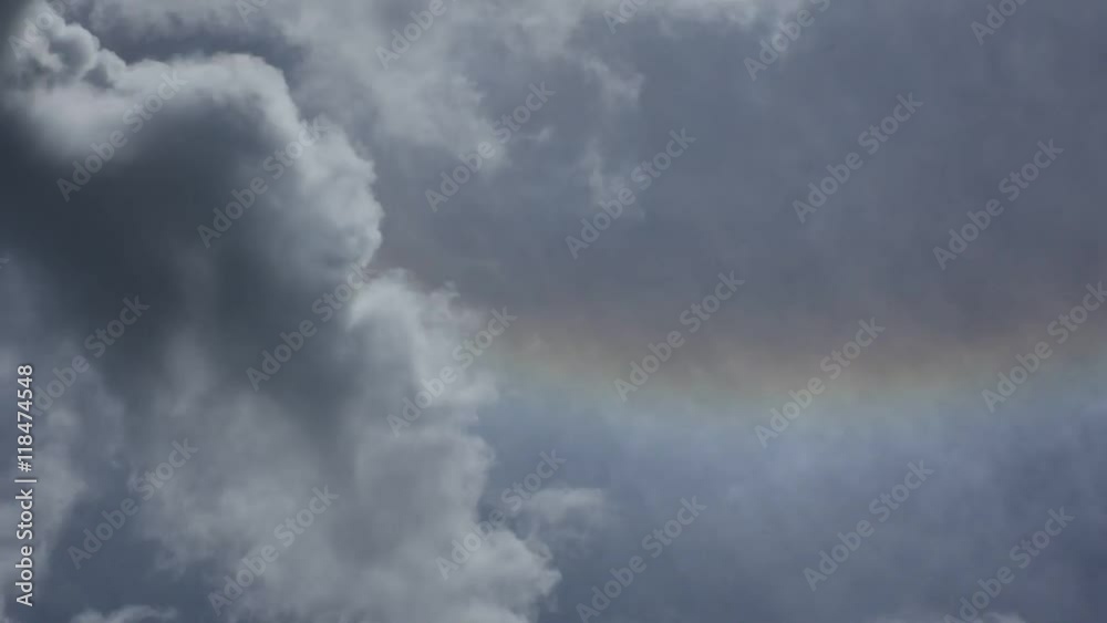 Sun with halo corona rainbow and nature cloudscape with blue sky and white cloud, Timelapse Sun with halo corona rainbow and nature cloudscape with blue sky and white cloud, Timelapse