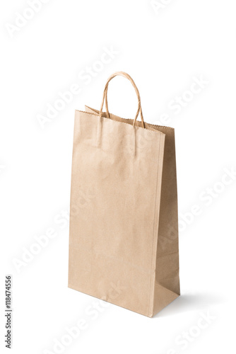 brown paper bag isolated on white background