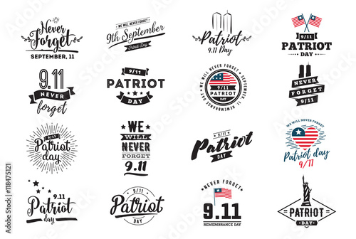Patriot day vector typographic illustration