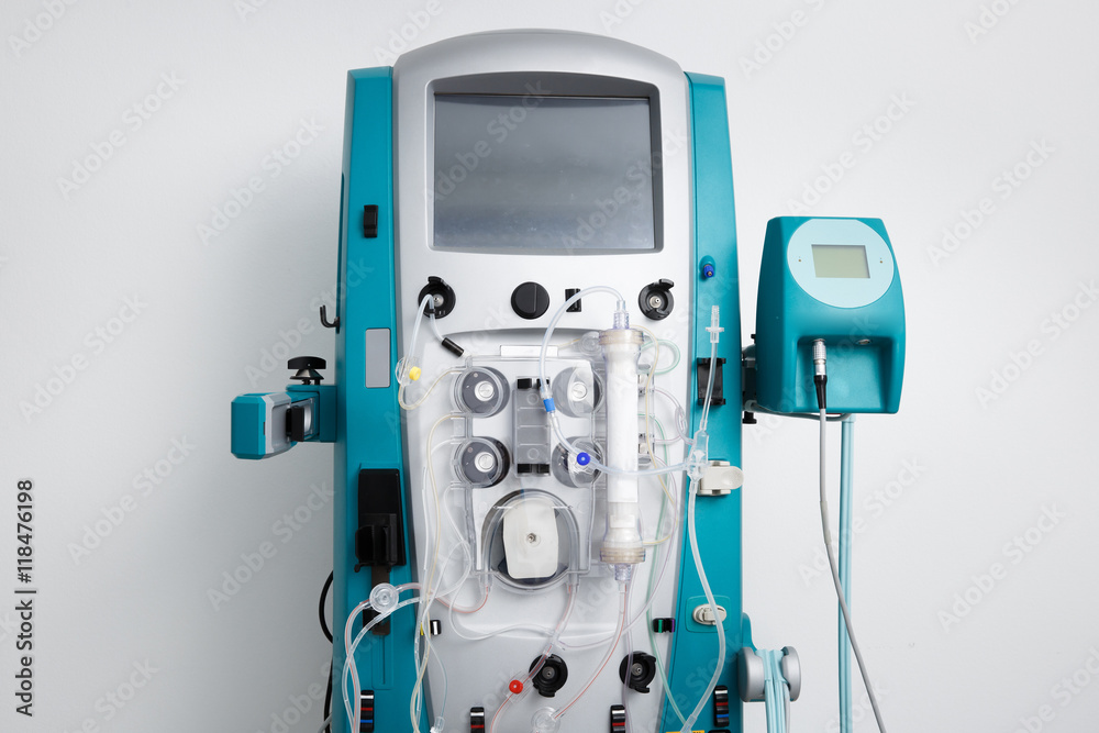 Hemodialysis machine with tubing and installations