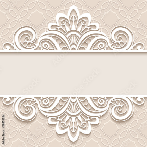 Vintage ornamental paper frame with lace border