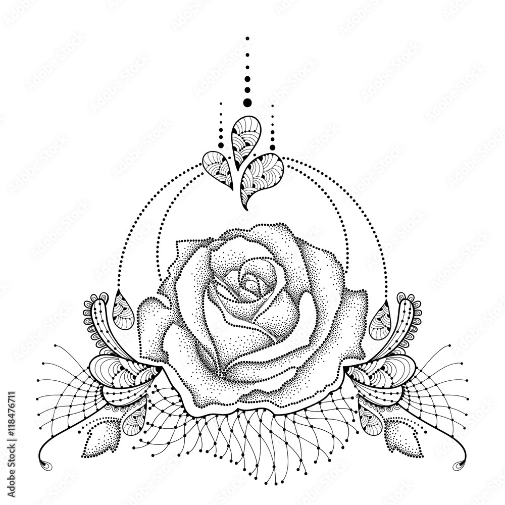 Rose Drawing Tattoo Vector Illustration Stock Vector (Royalty Free)  2315020089 | Shutterstock