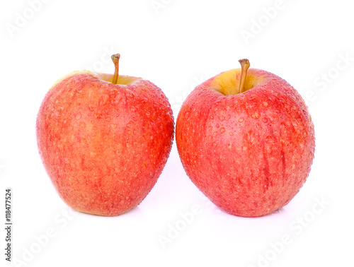 two red apple(sonya) with drop of water isolate on white