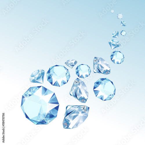 Vector Blue Shiny Clear Diamonds Fall down