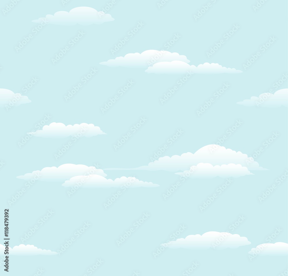 Blue sky with clouds, vector seamless background Blue sky with clouds, vector seamless background
