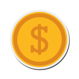 flat design dollar coin icon vector illustration