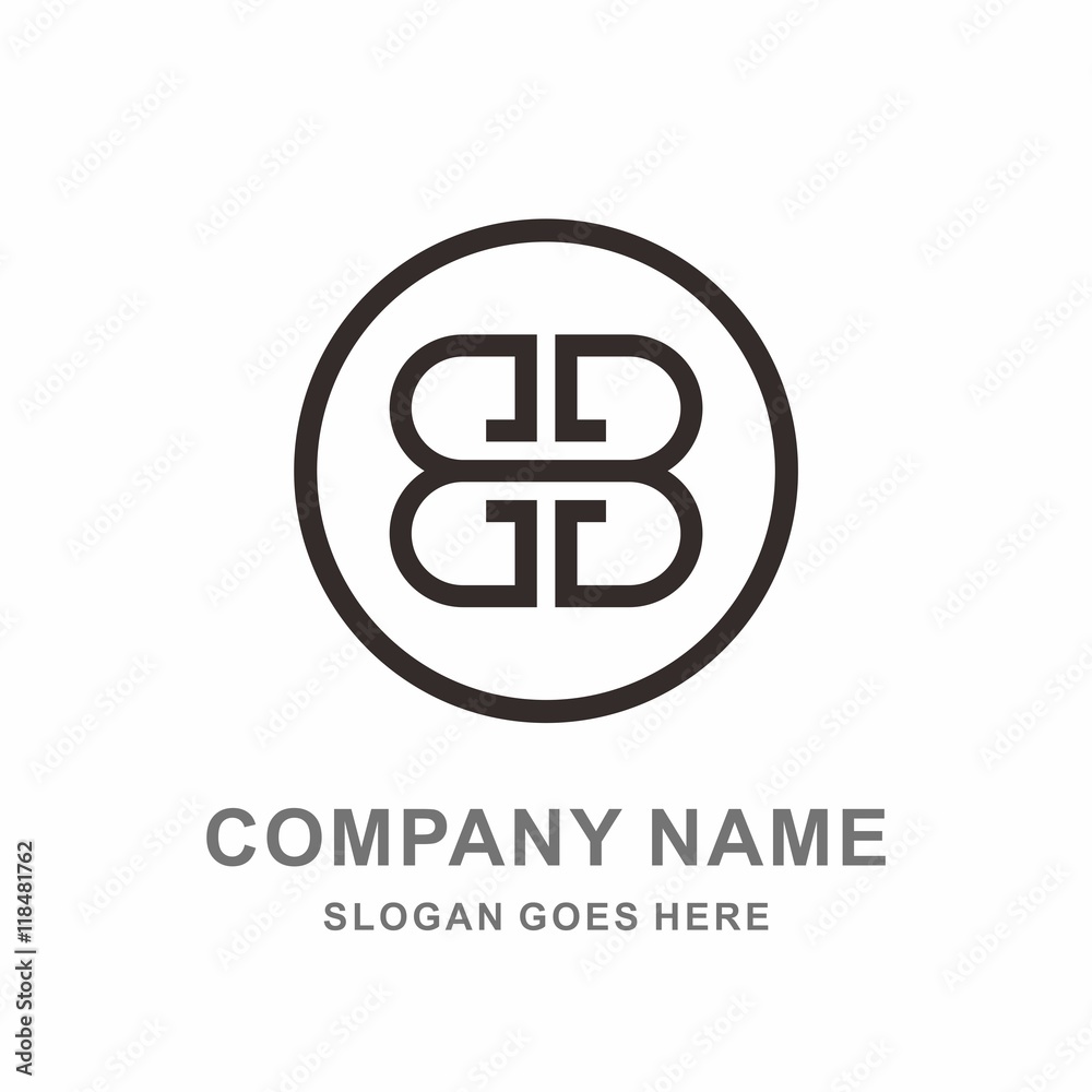 Geometric Monogram Letter B Reflection Circle Outline Vector Logo Design Template Geometric Monogram Letter B Reflection Circle Outline Vector Logo Design Template