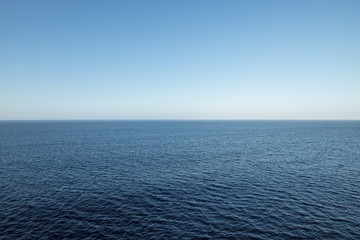 High view over an ocean horizon on a clear day