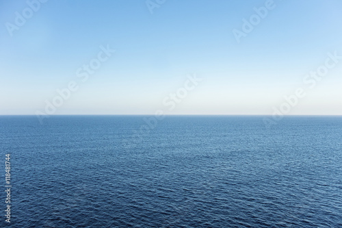 High view over an ocean horizon on a clear day