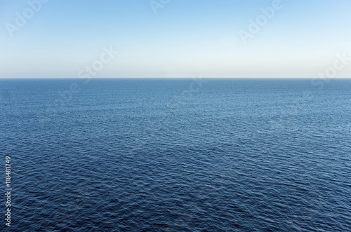 High view over an ocean horizon on a clear day
