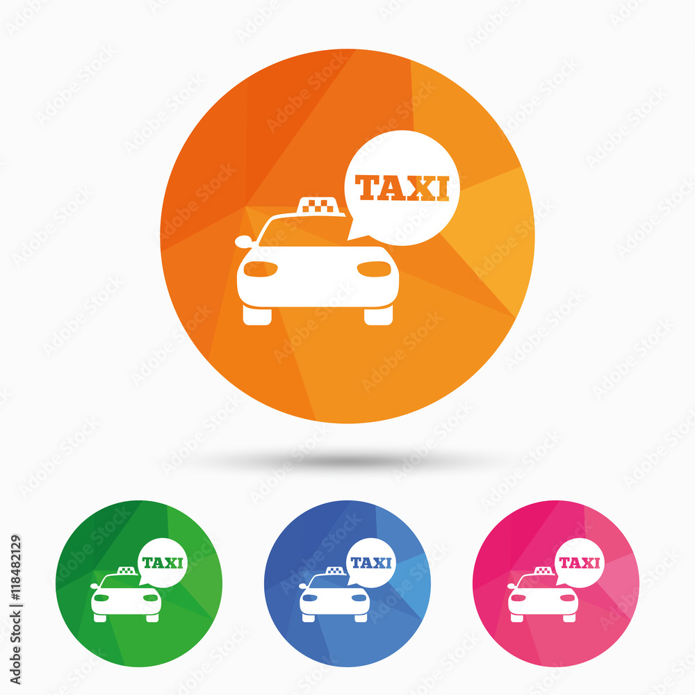 Taxi car sign icon. Public transport symbol. Taxi car sign icon. Public transport symbol.