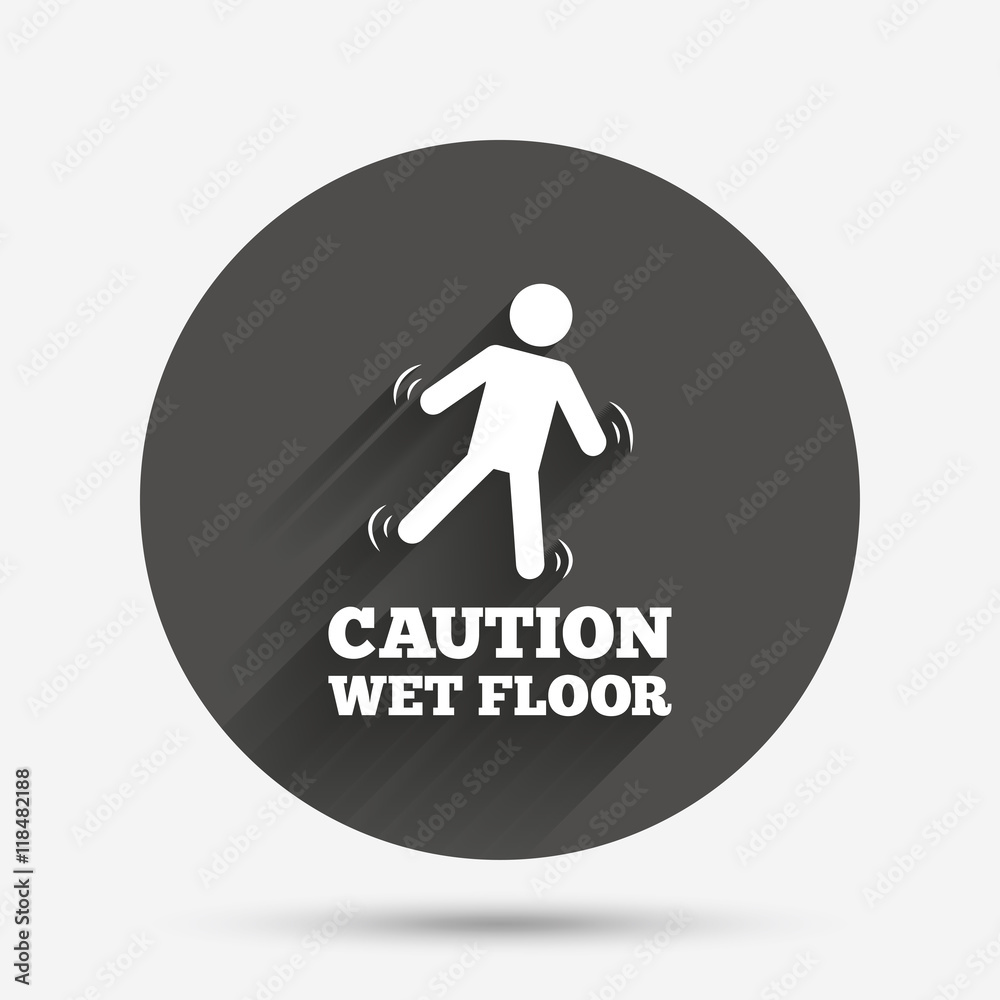 Caution wet floor icon. Human falling symbol. Caution wet floor icon. Human falling symbol.