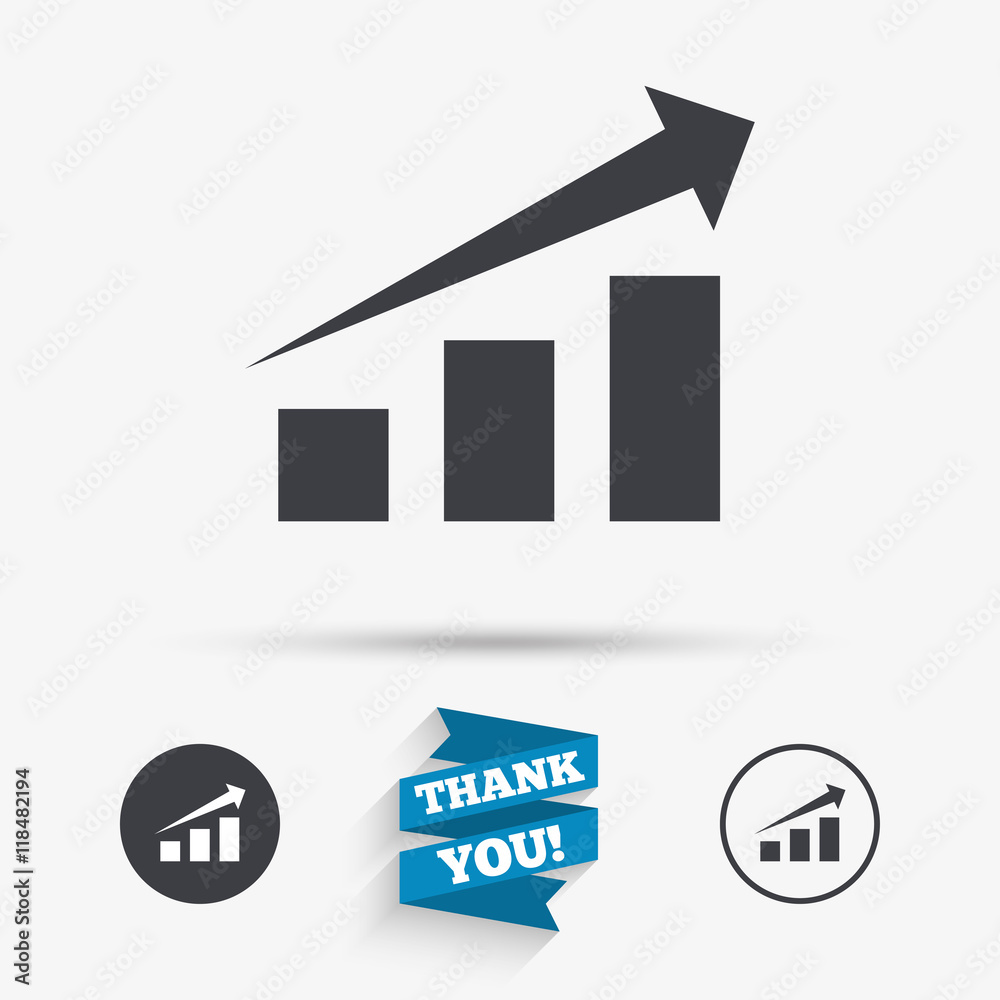 Chart with arrow sign. Success diagram symbol. Chart with arrow sign. Success diagram symbol.