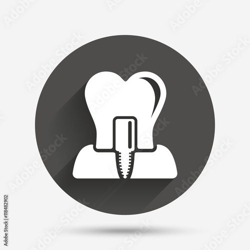 Tooth implant sign icon. Dental care symbol photo