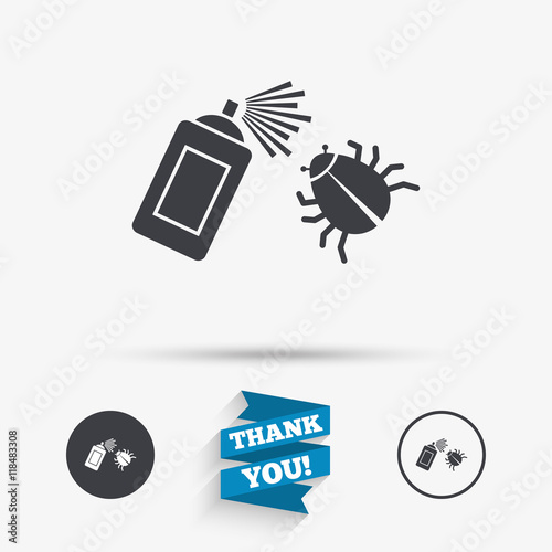 Bug disinfection sign icon. Fumigation symbol.