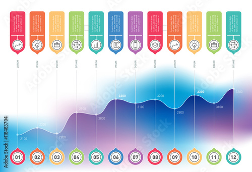 Annual report. Business chart graph of increase. Vector infograp