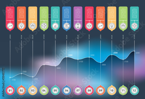 Annual report. Business chart graph of increase. Vector infograp