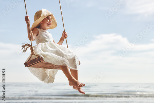 child girl on swing