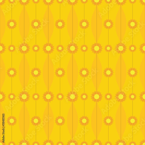 Yellow vector seamless pattern background with flowers.. © Aleksandra Novakovic