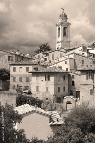 Urbania, Italy - August, 1, 2016: inhabited houses in Urbania, Italy