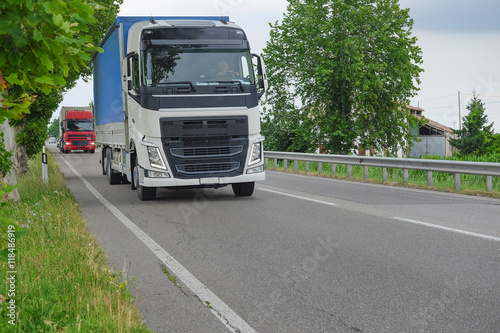 Rovigo, Italy - June, 28, 2016: truck on a highway in Rovigo, Italy