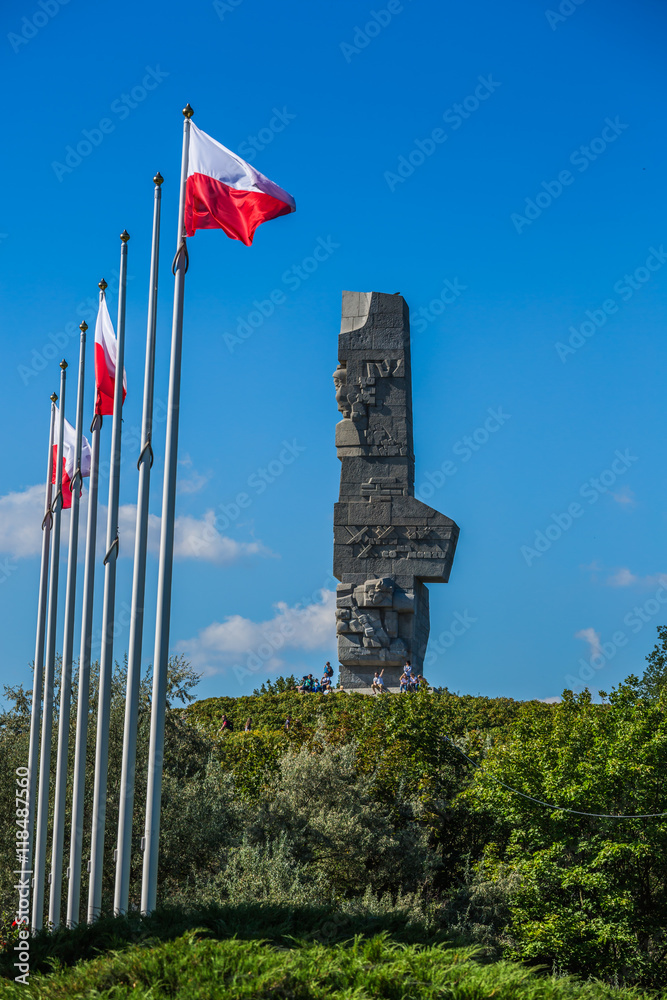 Westerplatte. Monument commemorating first battle of Second Worl