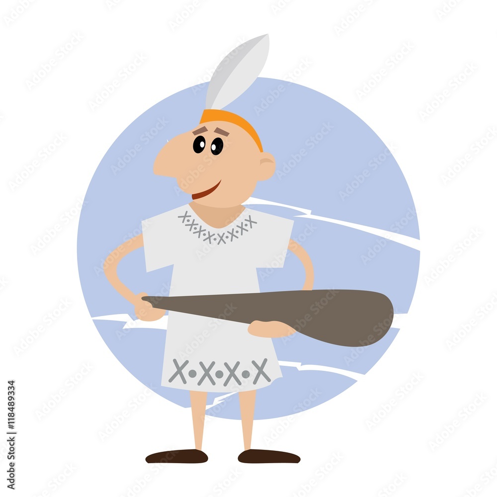 American Indian holds in his hand a stick. vector illustration of cartoon. American Indian holds in his hand a stick. vector illustration of cartoon.