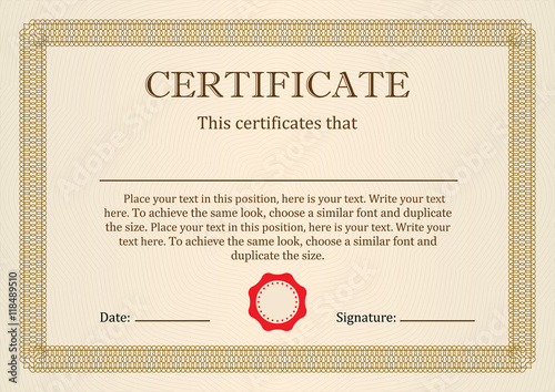 Certificate or Diploma of completion design template with frame. Vector illustration of Certificate of Achievement, coupon, award, winner certificate.