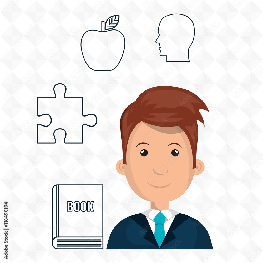 man boy book student vector illustration graphic