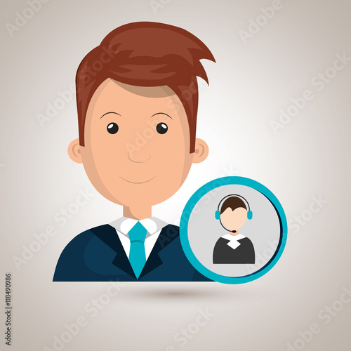 man call center attention vector illustration graphic