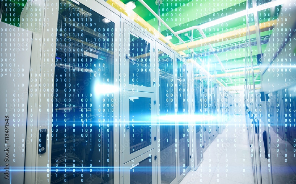 Composite image of blue technology interface with binary code Composite image of blue technology interface with binary code