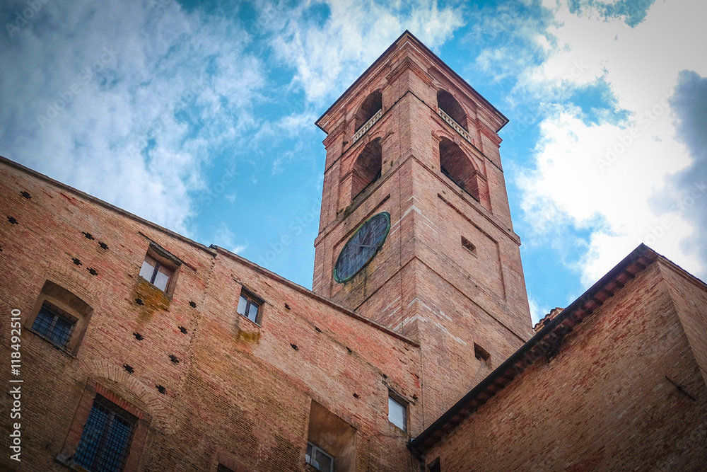 Urbino, Italy - August, 1, 2016: wall of Palazzo Ducale in Urbino, Italy Palazzo Ducale