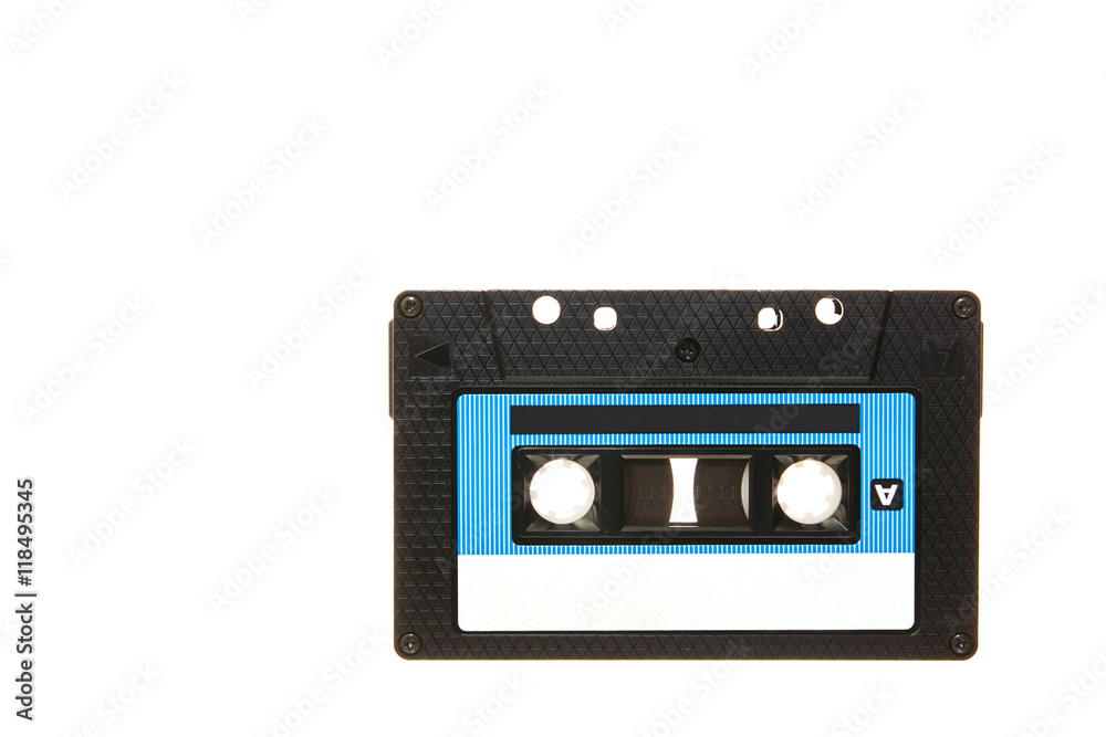Fototapeta premium close up of vintage audio tape cassette isolated