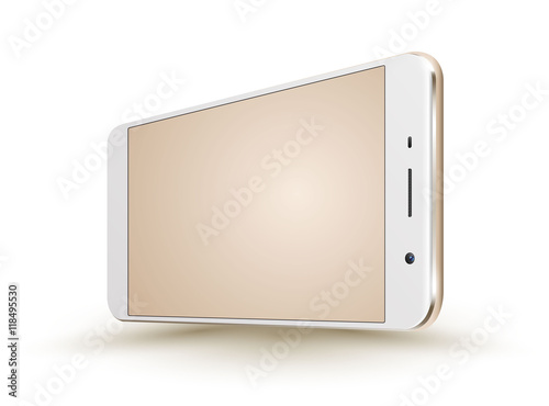 Gold smartphone mockups perspective. Vector illustration.