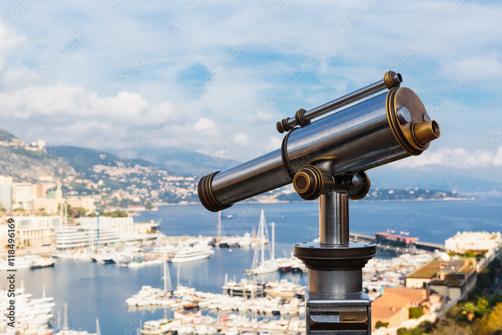 Spyglass on a rock at the Prince's Palace in Monte Carlo Spyglass on a rock at the Prince's Palace in Monte Carlo