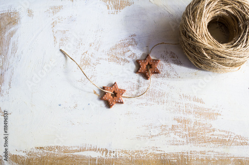 Star-shaped cookies and rope photo