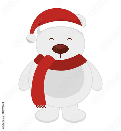 bear polar christmas character isolated icon