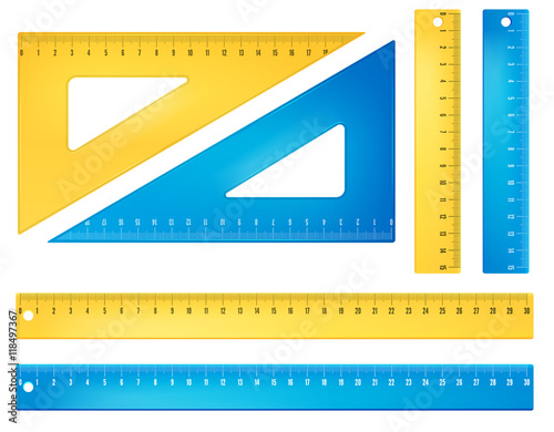 Blue and yellow rulers