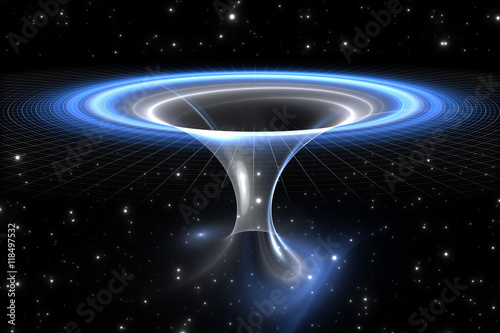 Canvas Print Wormhole or blackhole, funnel-shaped tunnel that can connect one universe with a