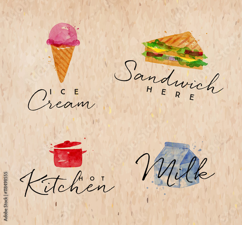 Watercolor label sandwich kraft