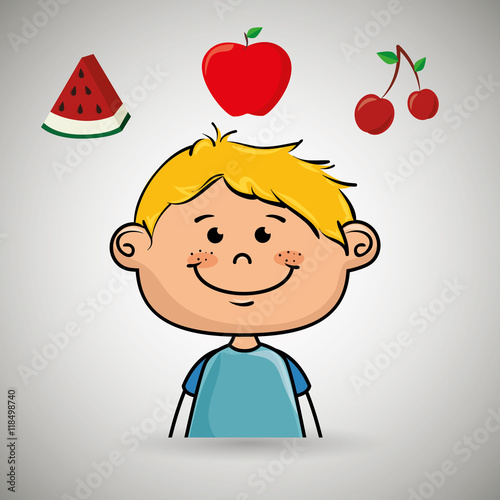 boy fruit food healthy vector illustration graphic