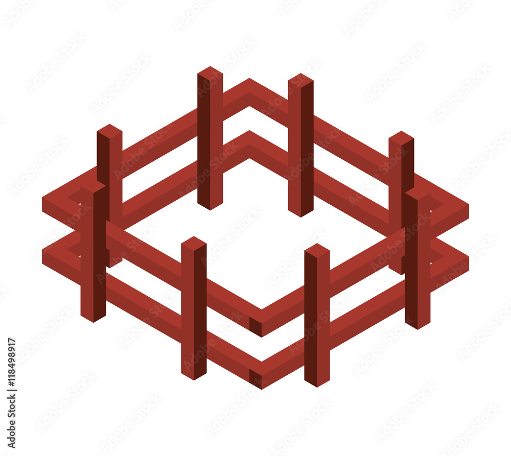 Obraz premium fence wooden isometric icon