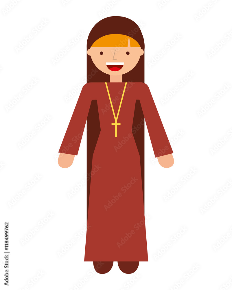 nun woman character isolated icon nun woman character isolated icon