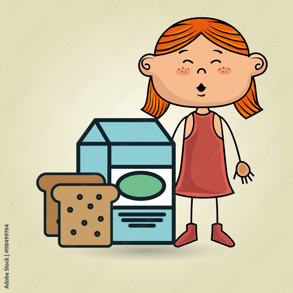 girl milk bread food vector illustration graphic girl milk bread food vector illustration graphic