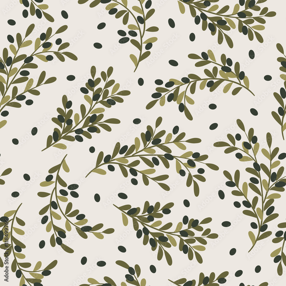 Olive branches seamless pattern