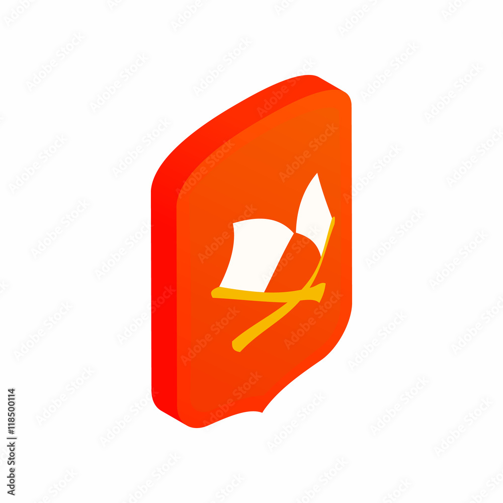 Shield with crossed axes icon in isometric 3d style isolated on white background Shield with crossed axes icon in isometric 3d style isolated on white background