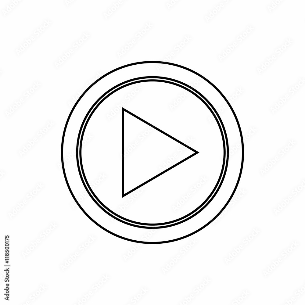 Mark video player icon in outline style isolated on white background. Play symbol Mark video player icon in outline style isolated on white background. Play symbol