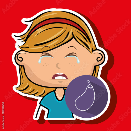 girl vegetable cry vector illustration graphic eps 10
