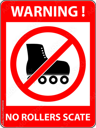 No skate, rollerskate, roller-skates and skating prohibited symbol. Sign indicating the prohibition or rule. Warning and forbidden. Flat design. Vector illustration. Easy to use and edit. EPS10.