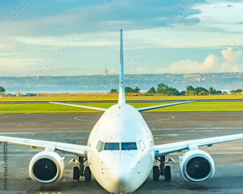 An airplane parked at the airport